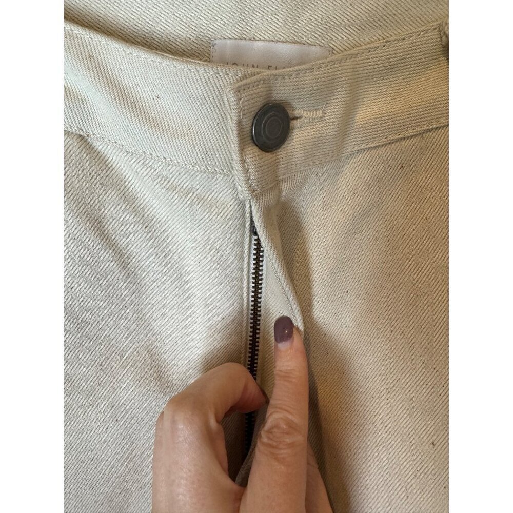 John Elliott Pants Women 27 Beige Cotton Denim‎ Pleated Front Baggy Tapered Leg - Picture 6 of 10